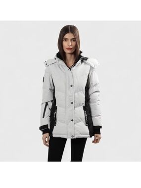Light Gray Women's Parka Jacket with Hood